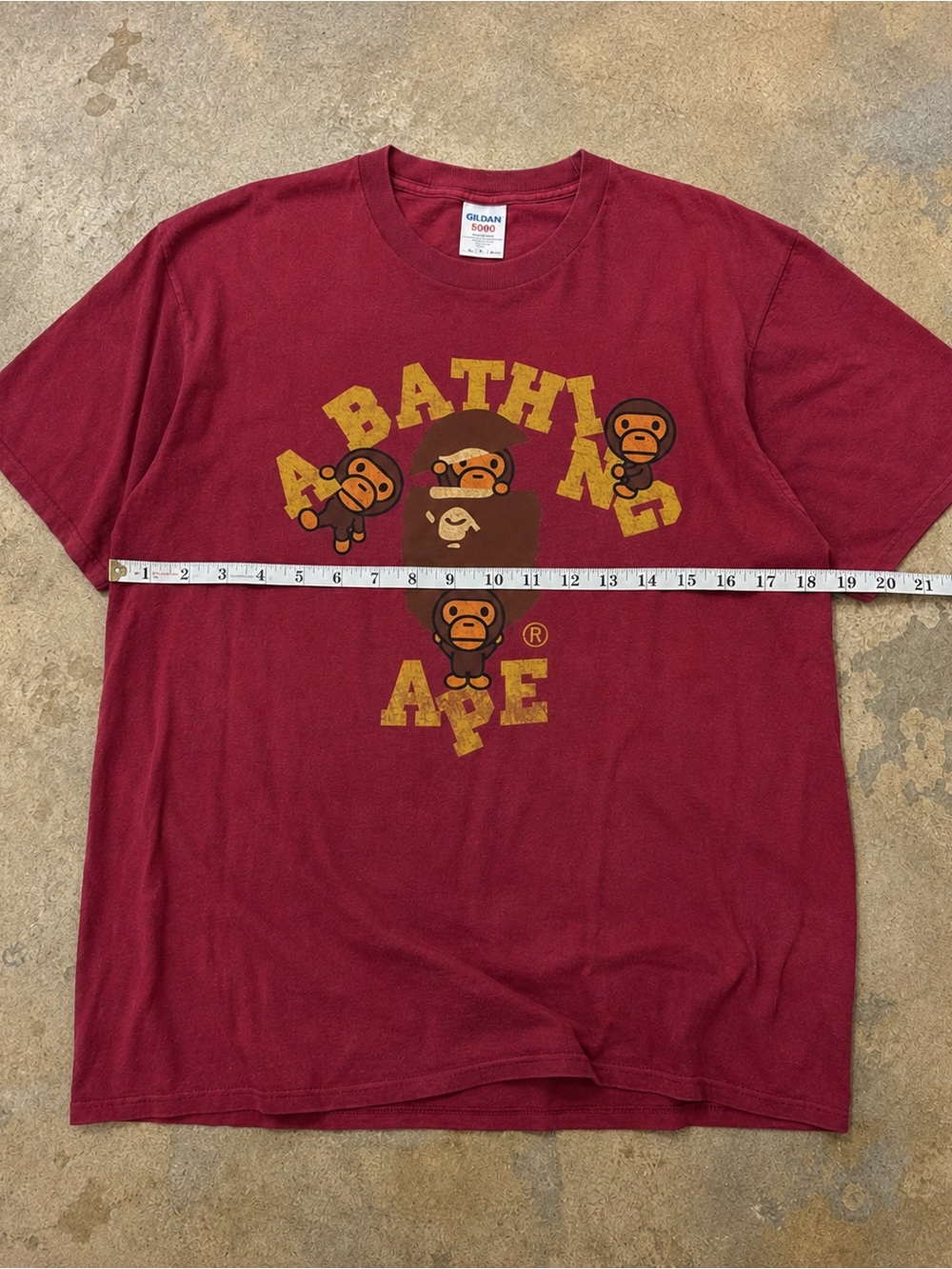 Gildan 5000 Red Heavy Cotton Crewneck Tee, Y2K, Streetwear Size L - Picture 4 of 5